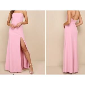 LULU'S SZ S Night of Compliments Rose Pink Strapless Bustier Maxi Dress B68